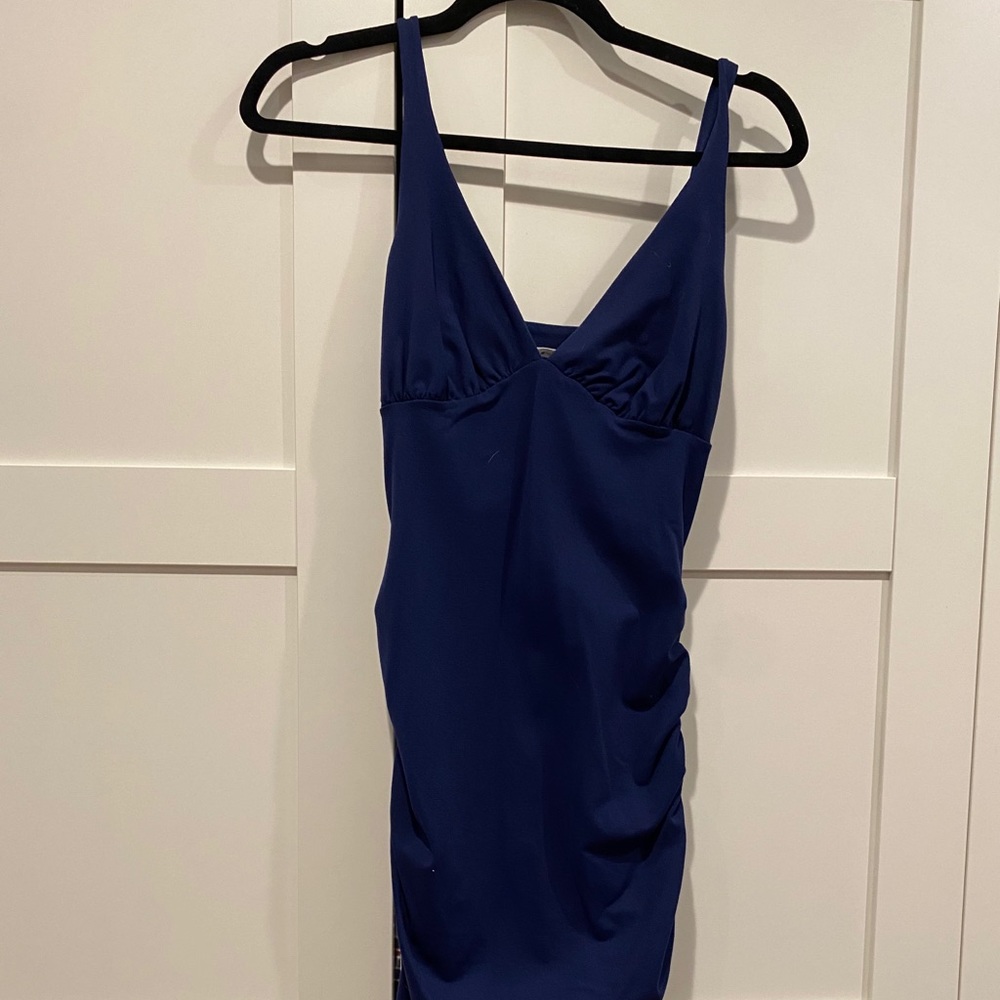 Navy Rouched Bodycon Dress